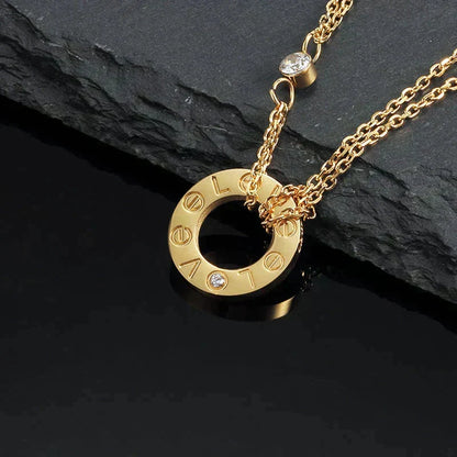 [Plus&Max]LOVE NECKLACE 16MM 2 DIAMONDS