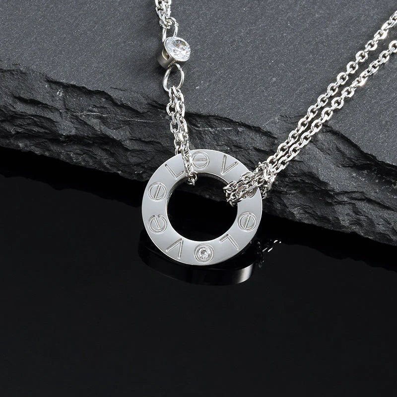 [Plus&Max]LOVE NECKLACE 16MM 2 DIAMONDS