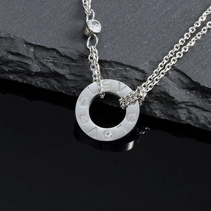 [Plus&Max]LOVE NECKLACE 16MM 2 DIAMONDS