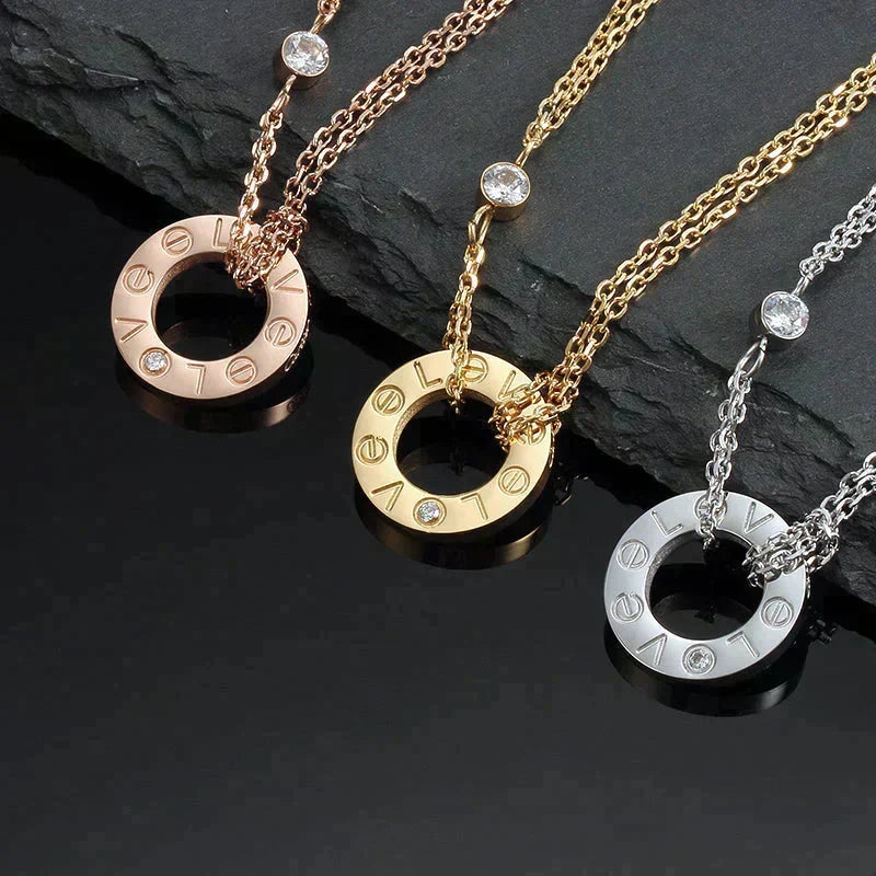 [Plus&Max]LOVE NECKLACE 16MM 2 DIAMONDS
