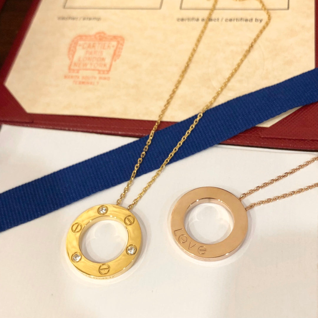 [Plus&Max]LOVE NECKLACE 16MM 3 DIAMONDS