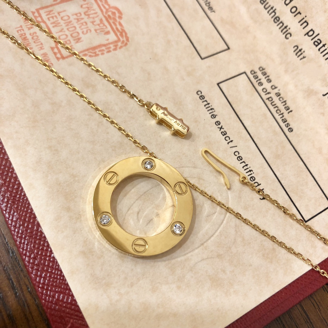 [Plus&Max]LOVE NECKLACE 16MM 3 DIAMONDS