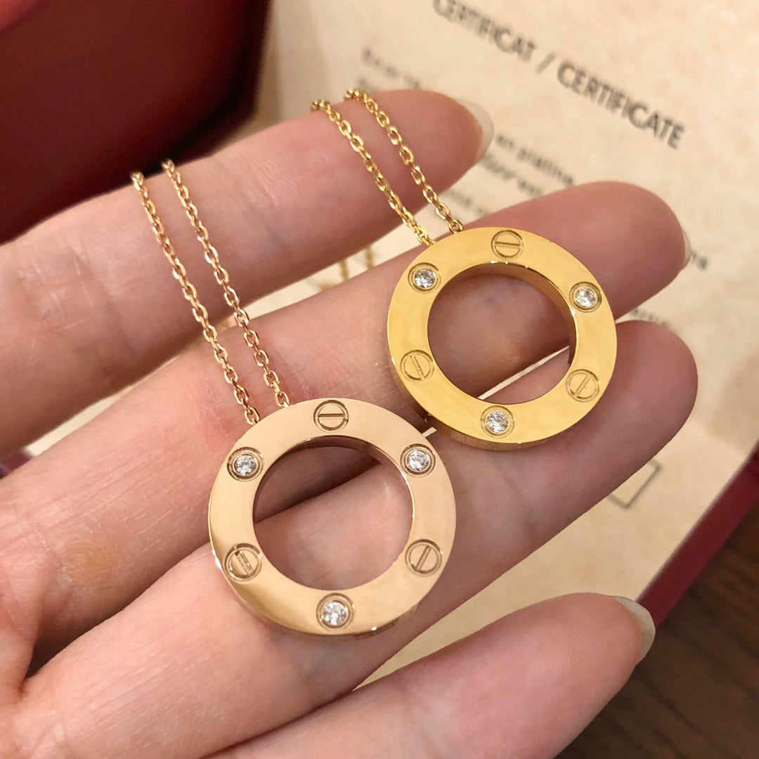 [Plus&Max]LOVE NECKLACE 16MM 3 DIAMONDS