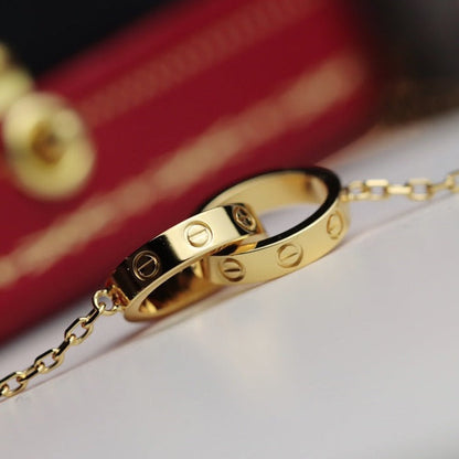 [Plus&Max]LOVE NECKLACE DOUBLE RING GOLD