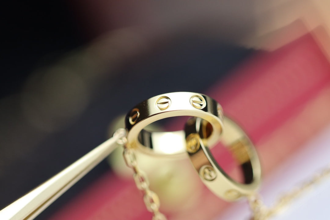 [Plus&Max]LOVE NECKLACE DOUBLE RING GOLD