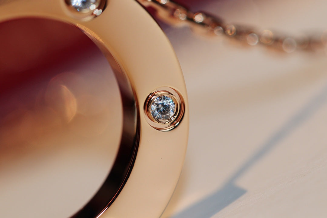 [Plus&Max]LOVE NECKLACE 16MM 6 DIAMONDS PINK GOLD