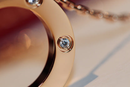 [Plus&Max]LOVE NECKLACE 16MM 6 DIAMONDS PINK GOLD