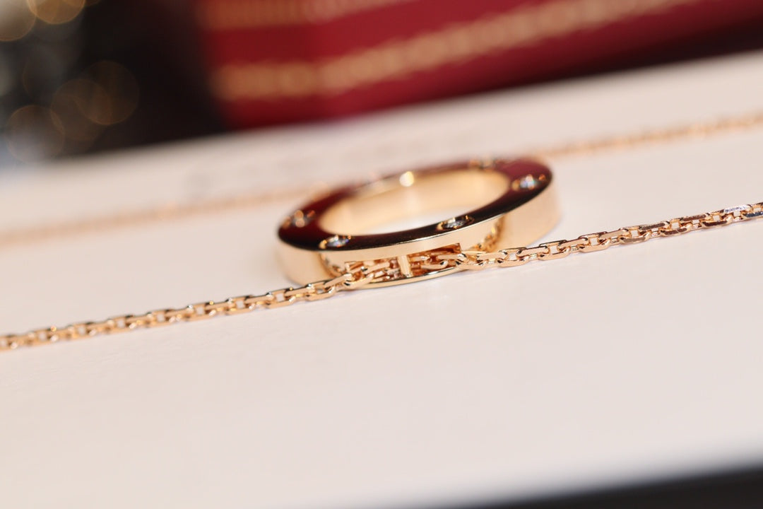 [Plus&Max]LOVE NECKLACE 16MM 6 DIAMONDS PINK GOLD