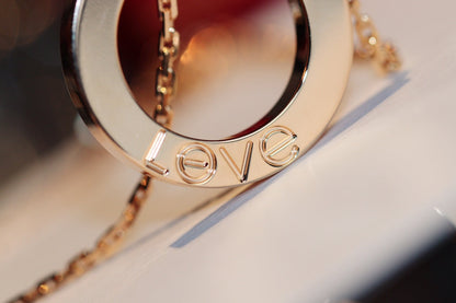 [Plus&Max]LOVE NECKLACE 16MM 6 DIAMONDS PINK GOLD
