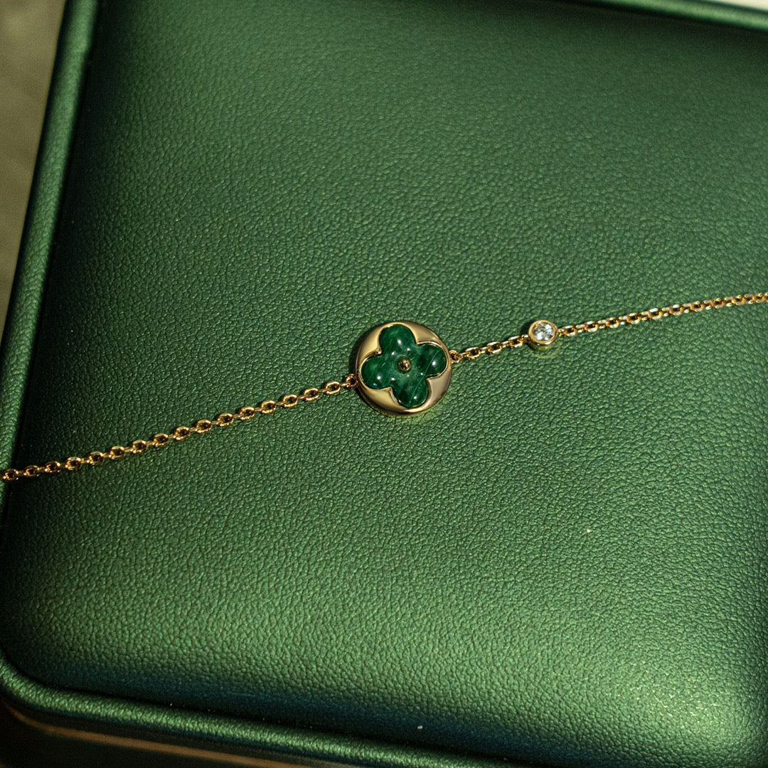 [Plus&Max]SUN MALACHITE 1 DIAMOND PINK GOLD BRACELET