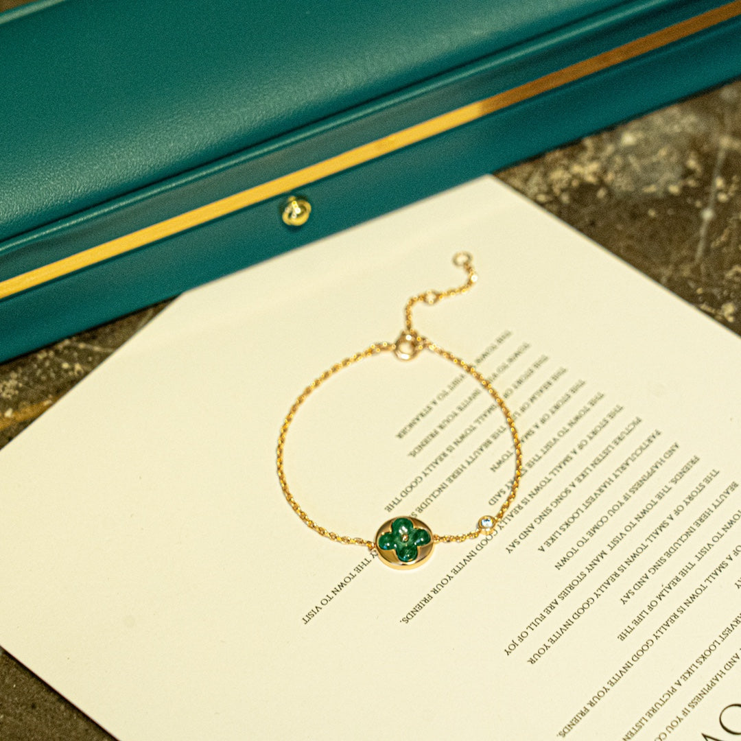 [Plus&Max]SUN MALACHITE 1 DIAMOND PINK GOLD BRACELET