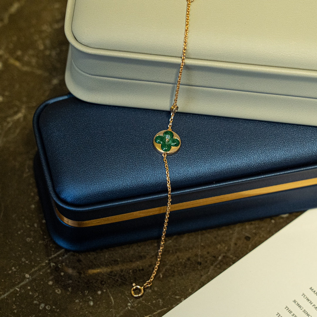 [Plus&Max]SUN MALACHITE 1 DIAMOND PINK GOLD BRACELET