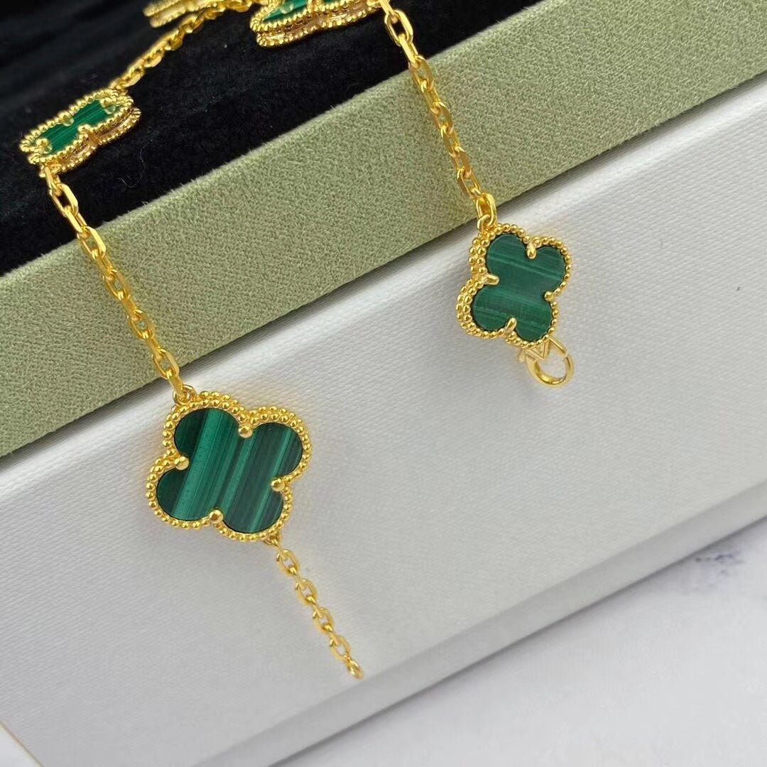 [Plus&Max]MAGIC CLOVER MALACHITE GOLD BRACELET 5 MOTIFS