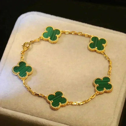 [Plus&Max]LUCKY CLOVER 5-MOTIF BRACELET - MALACHITE COLLECTION