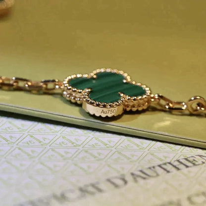 [Plus&Max]LUCKY CLOVER 5-MOTIF BRACELET - MALACHITE COLLECTION