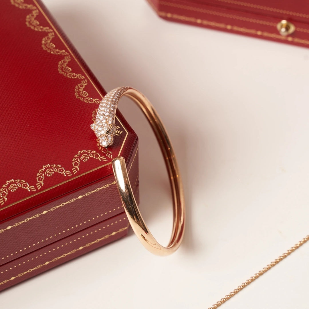 [Plus&Max]PANTHERE ROSE GOLD DIAMOND OPEN BRACELET