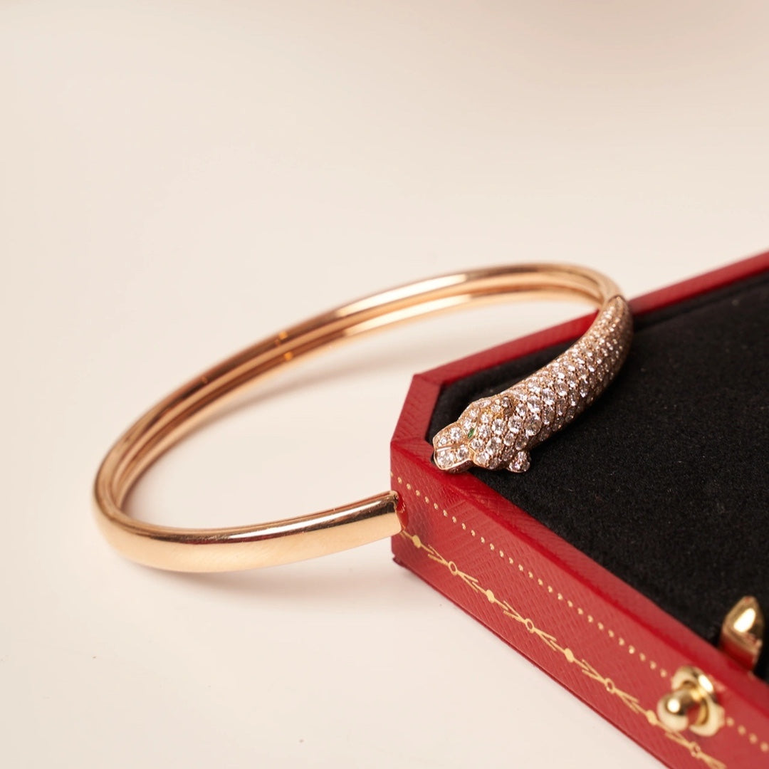 [Plus&Max]PANTHERE ROSE GOLD DIAMOND OPEN BRACELET