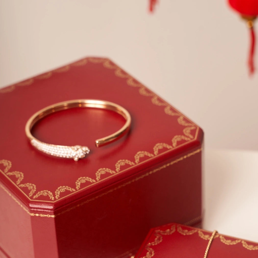 [Plus&Max]PANTHERE ROSE GOLD DIAMOND OPEN BRACELET