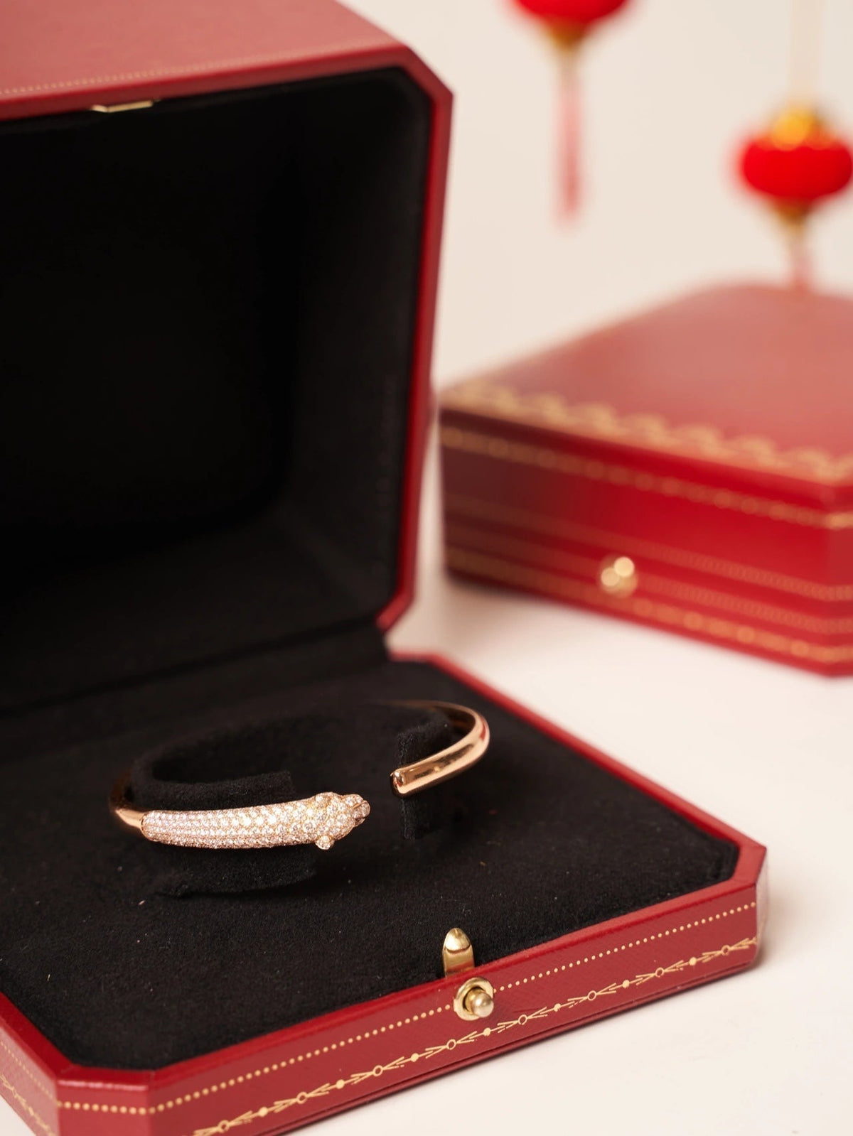 [Plus&Max]PANTHERE ROSE GOLD DIAMOND OPEN BRACELET