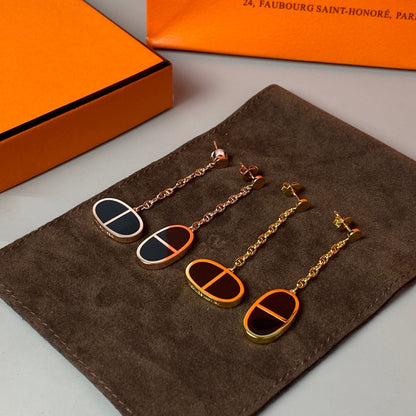 [Plus&Max]CHAINE VERSO BLACK CERAMIC EARRINGS