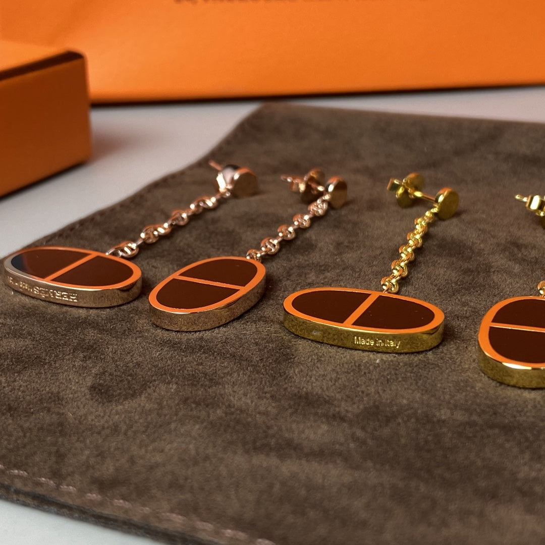 [Plus&Max]CHAINE VERSO BLACK CERAMIC EARRINGS