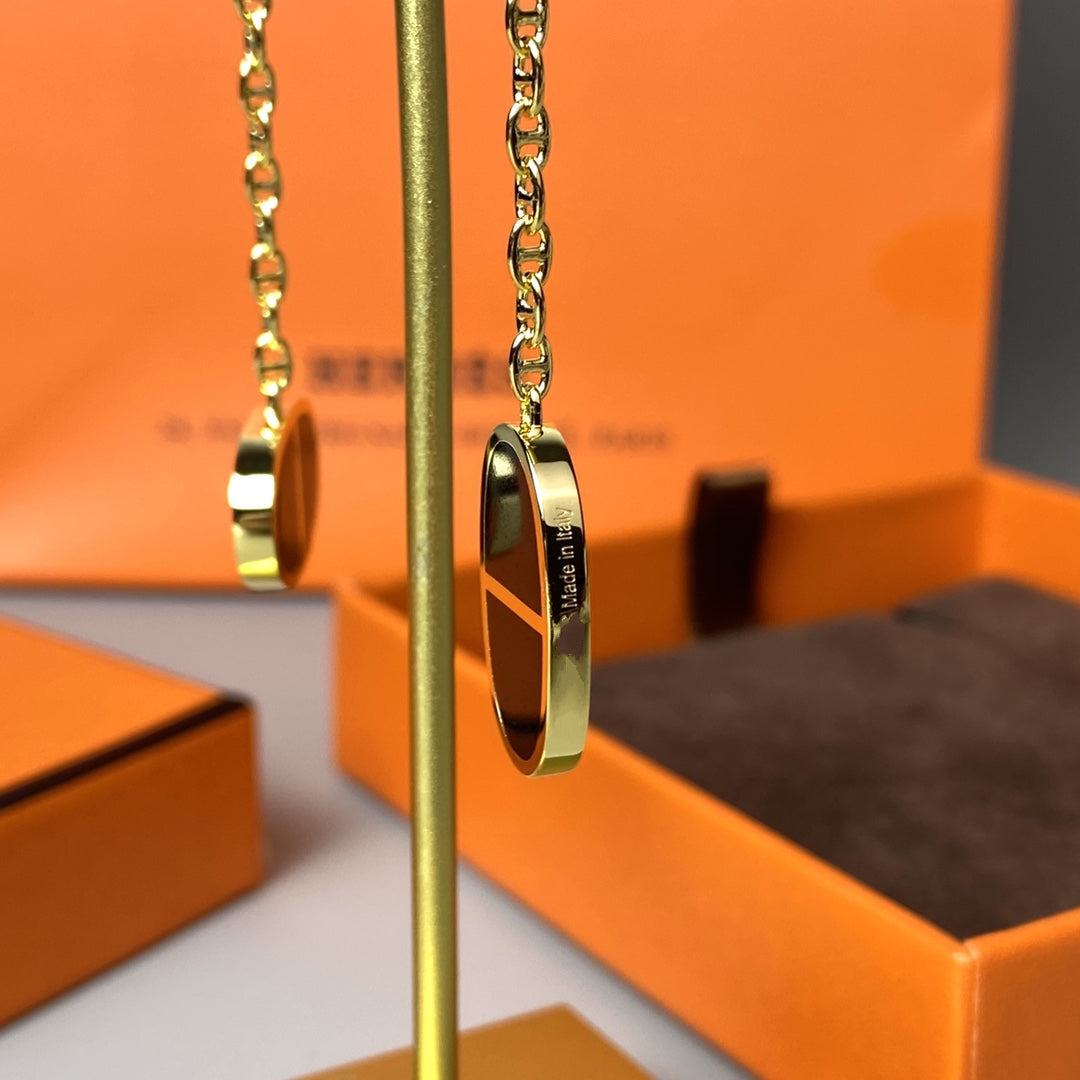 [Plus&Max]CHAINE VERSO BLACK CERAMIC EARRINGS