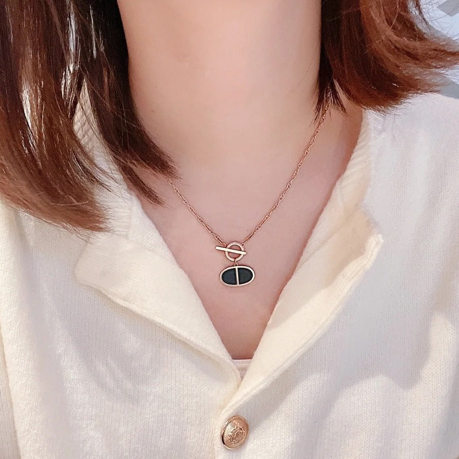 [Plus&Max]CHAINE VERSO BLACK CERAMIC NECKLACE