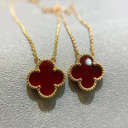 [Plus&Max]CLOVER 15MM CARNELIAN SINGLE FLOWER NECKLACE