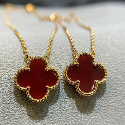 [Plus&Max]CLOVER 15MM CARNELIAN SINGLE FLOWER NECKLACE