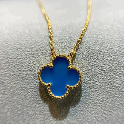 [Plus&Max]CLOVER 15MM BLUE AGATE NECKLACE