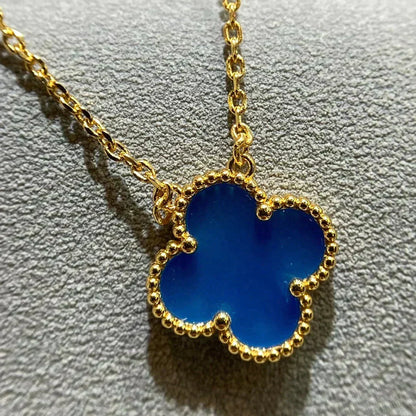 [Plus&Max]CLOVER 15MM BLUE AGATE NECKLACE
