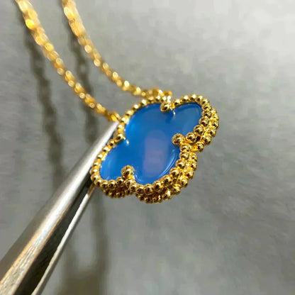 [Plus&Max]CLOVER 15MM BLUE AGATE NECKLACE