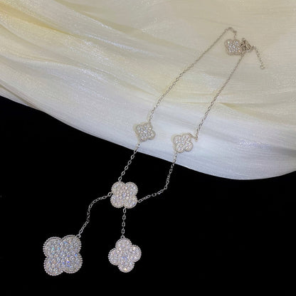 [Plus&Max]CLOVER 5 MOTIFS SILVER DIAMONDS NECKLACE