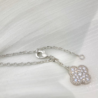[Plus&Max]CLOVER 5 MOTIFS SILVER DIAMONDS NECKLACE
