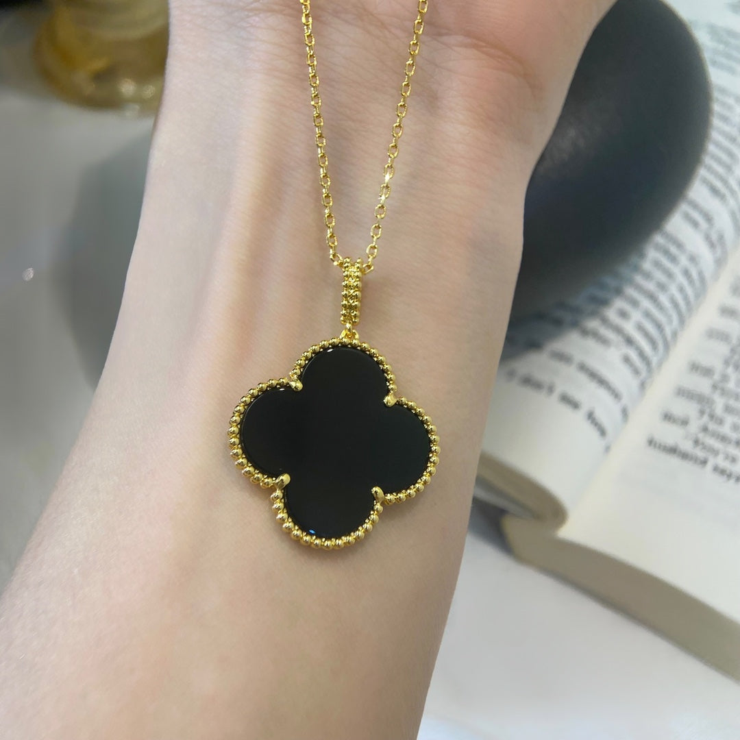 [Plus&Max]CLOVER 25MM NECKLACE GOLD ONYX