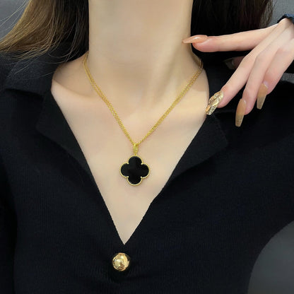 [Plus&Max]CLOVER 25MM NECKLACE GOLD ONYX