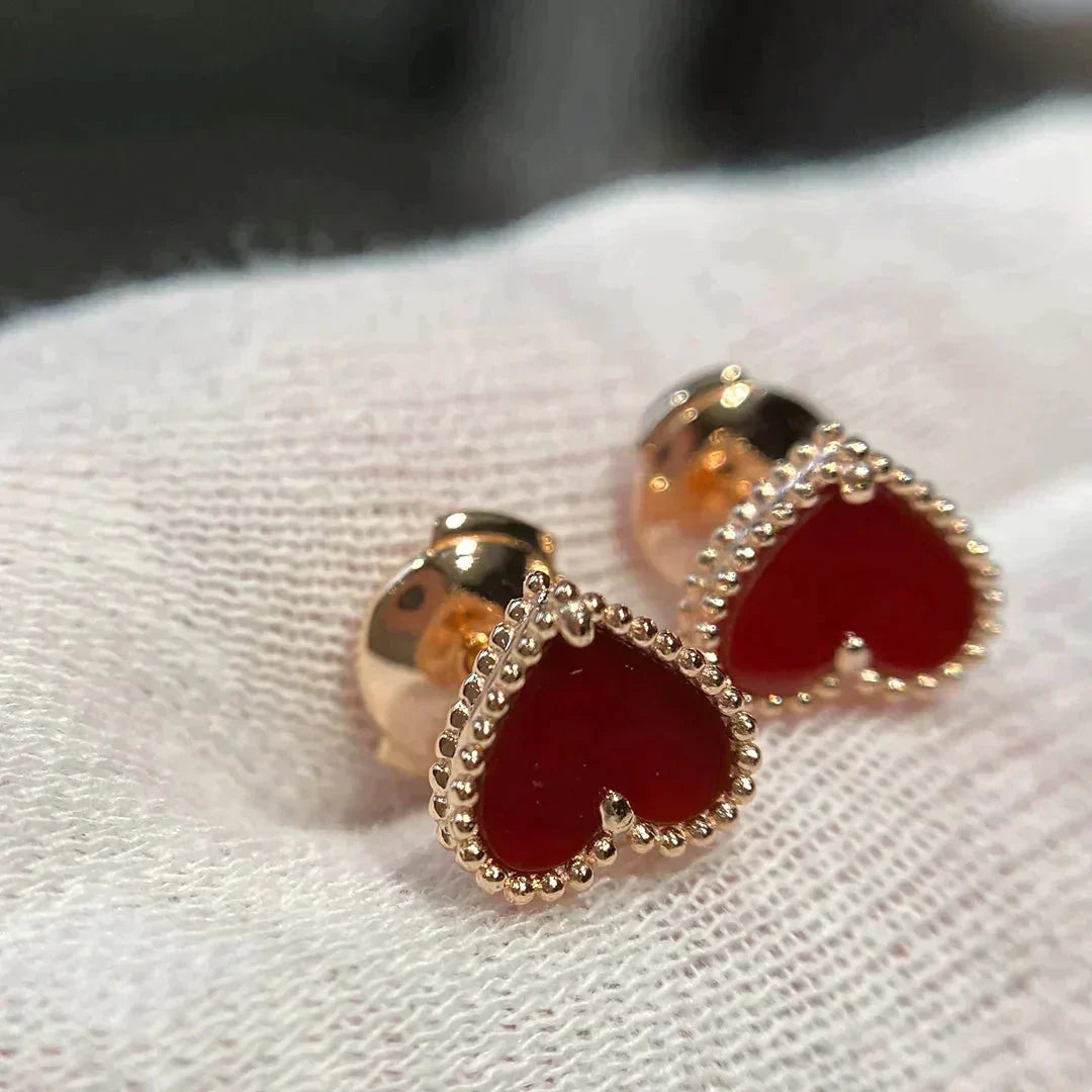 [Plus&Max]HEART CARNELIAN STUD EARRINGS
