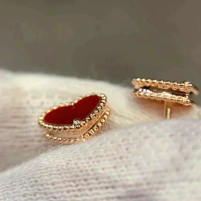 [Plus&Max]HEART CARNELIAN STUD EARRINGS
