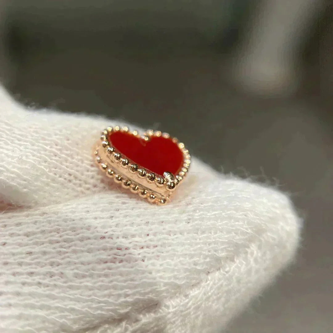 [Plus&Max]HEART CARNELIAN STUD EARRINGS