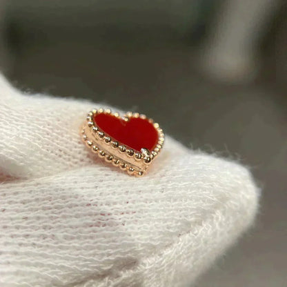 [Plus&Max]HEART CARNELIAN STUD EARRINGS