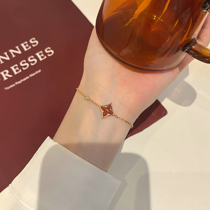 [Plus&Max]COLOR STAR CARNELIAN PINK GOLD DIAMOND BRACELET
