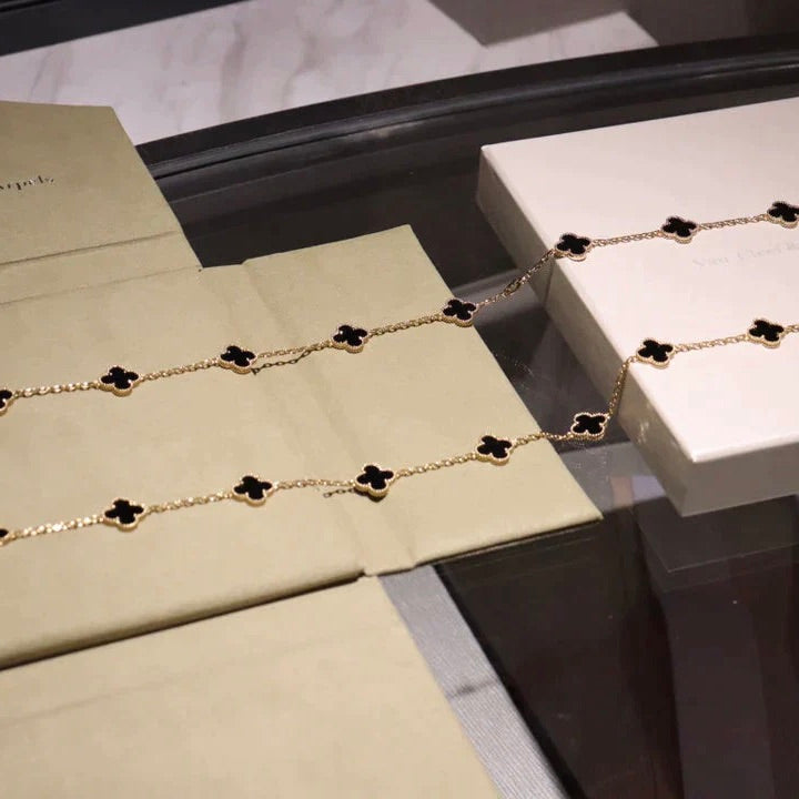 [Plus&Max]CLOVER 20 MOTIFS ONYX NECKLACE