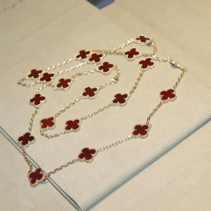 [Plus&Max]CLOVER 20 MOTIFS CARNELIAN NECKLACE