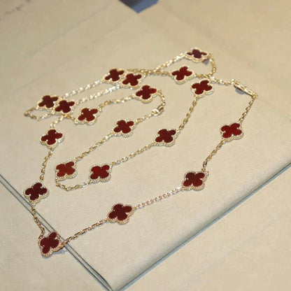 [Plus&Max]CLOVER 20 MOTIFS CARNELIAN NECKLACE