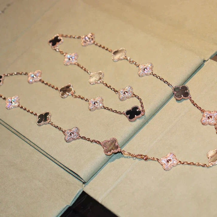 [Plus&Max]CLOVER 20 MOTIFS DARK MOP DIAMOND  NECKLACE