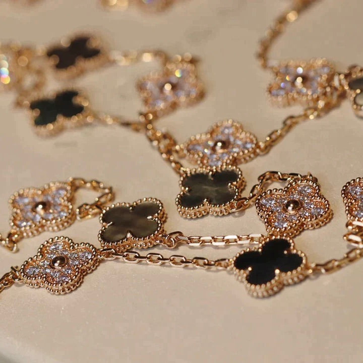 [Plus&Max]CLOVER 20 MOTIFS DARK MOP DIAMOND  NECKLACE