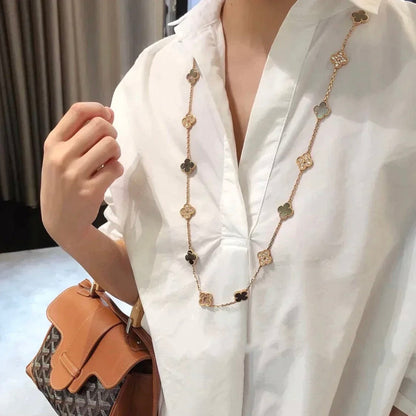 [Plus&Max]CLOVER 20 MOTIFS DARK MOP DIAMOND  NECKLACE