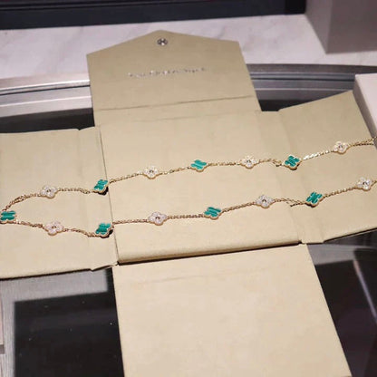 [Plus&Max]CLOVER 20 MOTIFS MALACHITE DIAMOND NECKLACE