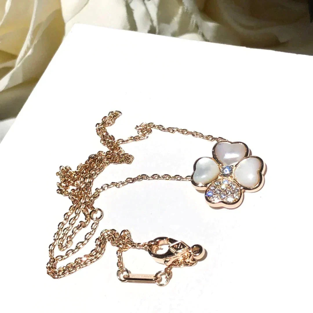 [Plus&Max]CLOVER MOP DIAMOND ROSE GOLD NECKLACE