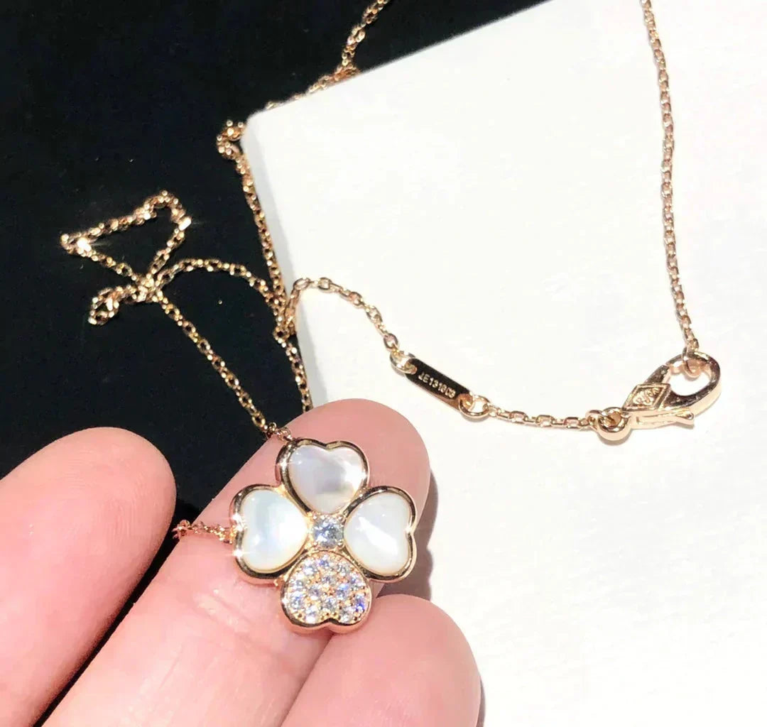 [Plus&Max]CLOVER MOP DIAMOND ROSE GOLD NECKLACE